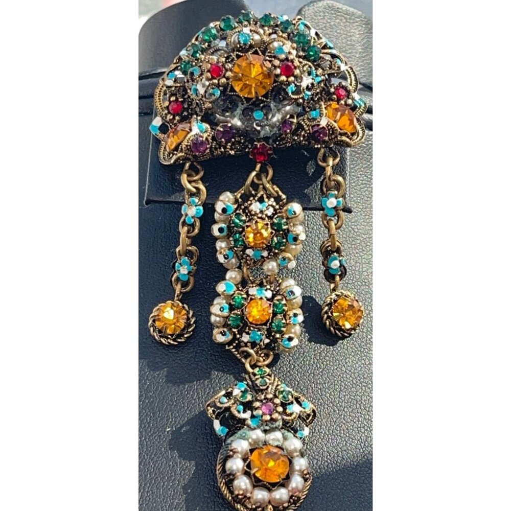 Marked Made in Western Germany Art Deco Austro Hungarian Style Topaz Pearl Multi